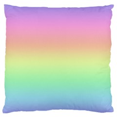 Pastel Rainbow Ombre Large Flano Cushion Case (one Side) by SpinnyChairDesigns