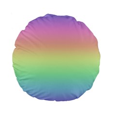 Pastel Rainbow Ombre Standard 15  Premium Flano Round Cushions by SpinnyChairDesigns