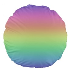 Pastel Rainbow Ombre Large 18  Premium Flano Round Cushions by SpinnyChairDesigns