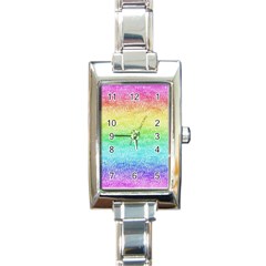 Rainbow Ombre Texture Rectangle Italian Charm Watch by SpinnyChairDesigns