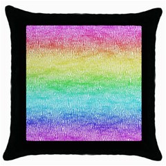 Rainbow Ombre Texture Throw Pillow Case (black) by SpinnyChairDesigns