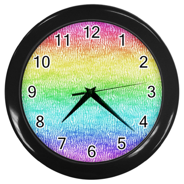 Rainbow Ombre Texture Wall Clock (Black)