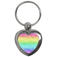 Rainbow Ombre Texture Key Chain (heart) by SpinnyChairDesigns