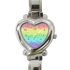 Rainbow Ombre Texture Heart Italian Charm Watch by SpinnyChairDesigns