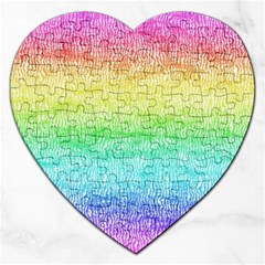 Rainbow Ombre Texture Jigsaw Puzzle (heart) by SpinnyChairDesigns