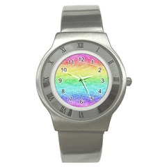 Rainbow Ombre Texture Stainless Steel Watch by SpinnyChairDesigns