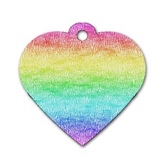 Rainbow Ombre Texture Dog Tag Heart (one Side) by SpinnyChairDesigns