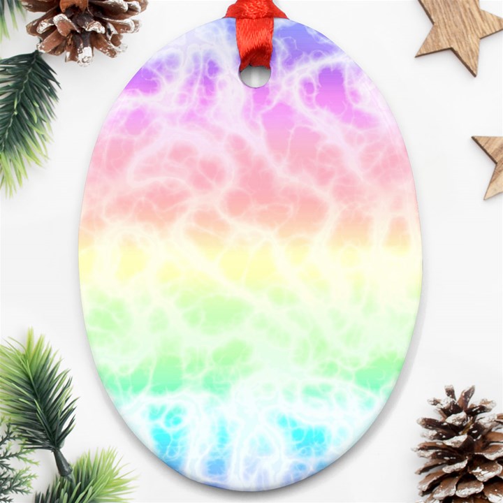 Pastel Rainbow Tie Dye Ornament (Oval)