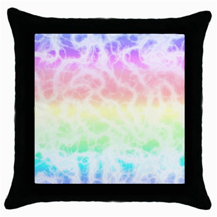 Pastel Rainbow Tie Dye Throw Pillow Case (Black)