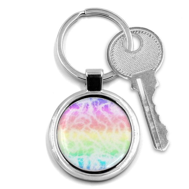 Pastel Rainbow Tie Dye Key Chain (Round)