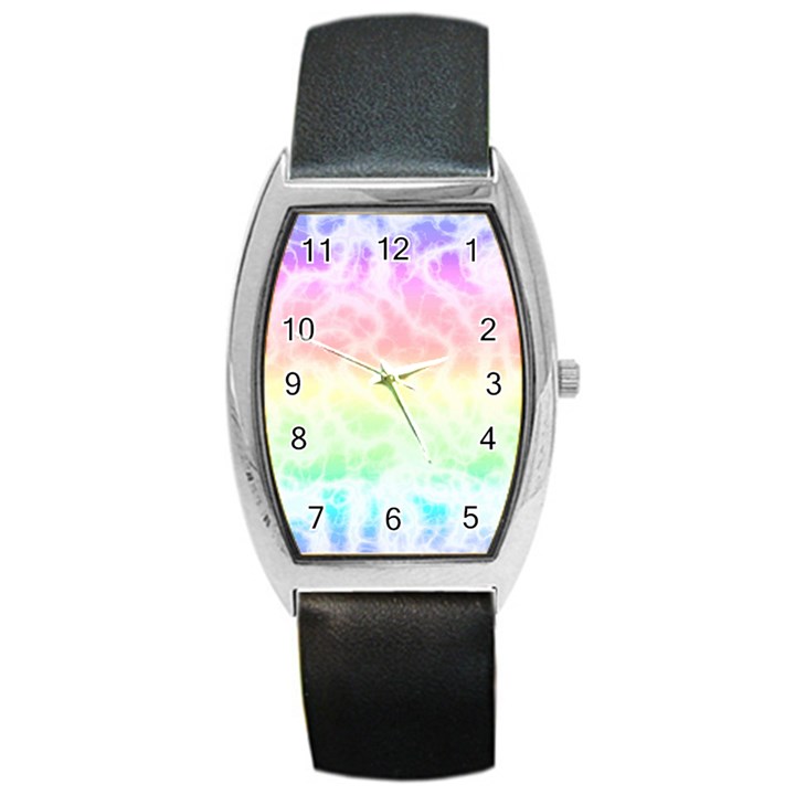 Pastel Rainbow Tie Dye Barrel Style Metal Watch