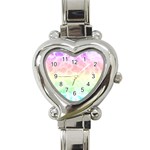 Pastel Rainbow Tie Dye Heart Italian Charm Watch Front