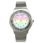 Pastel Rainbow Tie Dye Stainless Steel Watch Front