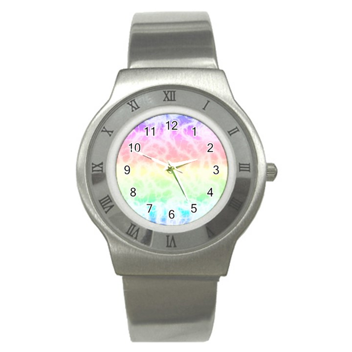 Pastel Rainbow Tie Dye Stainless Steel Watch