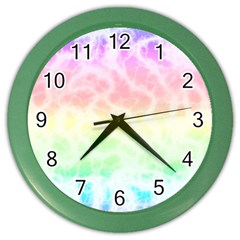 Pastel Rainbow Tie Dye Color Wall Clock by SpinnyChairDesigns