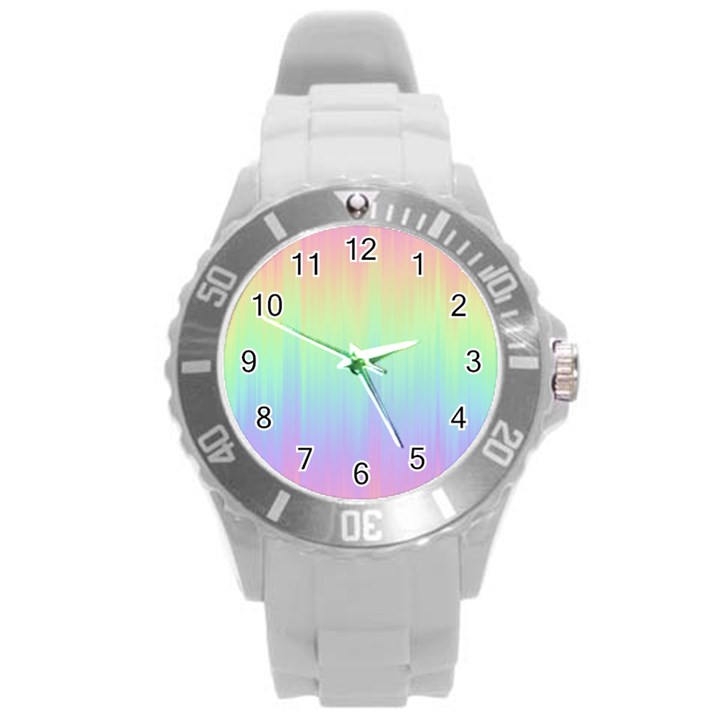 Pastel Rainbow Gradient Round Plastic Sport Watch (L)