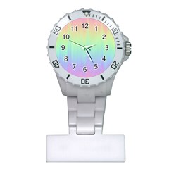 Pastel Rainbow Gradient Plastic Nurses Watch by SpinnyChairDesigns