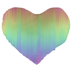 Pastel Rainbow Gradient Large 19  Premium Flano Heart Shape Cushions by SpinnyChairDesigns