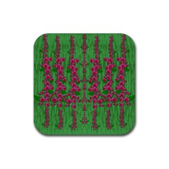 Lianas Of Sakura Branches In Contemplative Freedom Rubber Coaster (square)  by pepitasart