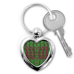 Lianas Of Sakura Branches In Contemplative Freedom Key Chain (heart) by pepitasart