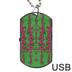 Lianas Of Sakura Branches In Contemplative Freedom Dog Tag Usb Flash (two Sides) by pepitasart