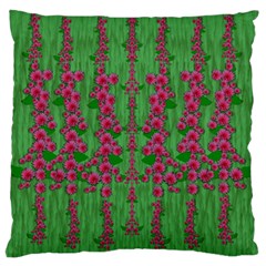 Lianas Of Sakura Branches In Contemplative Freedom Large Flano Cushion Case (one Side) by pepitasart