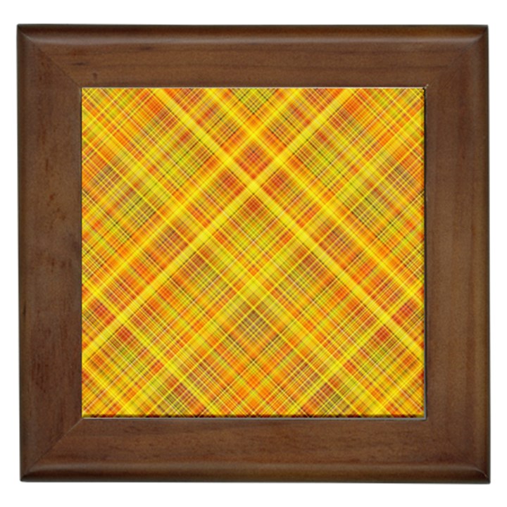 Orange Madras Plaid Framed Tile