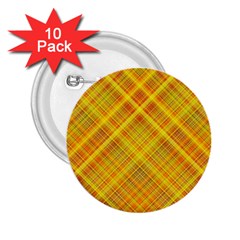 Orange Madras Plaid 2 25  Buttons (10 Pack)  by SpinnyChairDesigns