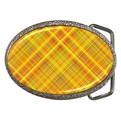 Orange Madras Plaid Belt Buckles by SpinnyChairDesigns