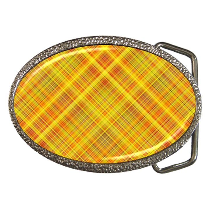 Orange Madras Plaid Belt Buckles