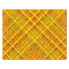 Orange Madras Plaid Rectangular Jigsaw Puzzl by SpinnyChairDesigns