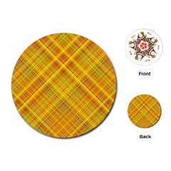 Orange Madras Plaid Playing Cards Single Design (round)