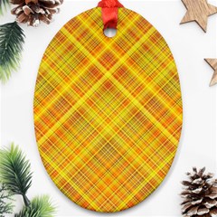 Orange Madras Plaid Oval Ornament (two Sides)