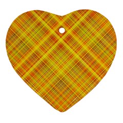 Orange Madras Plaid Heart Ornament (two Sides)