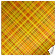 Orange Madras Plaid Canvas 16  X 16  by SpinnyChairDesigns