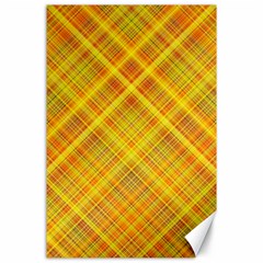 Orange Madras Plaid Canvas 24  X 36  by SpinnyChairDesigns