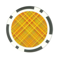 Orange Madras Plaid Poker Chip Card Guard by SpinnyChairDesigns