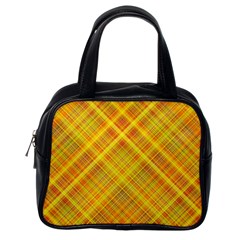 Orange Madras Plaid Classic Handbag (one Side) by SpinnyChairDesigns