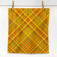 Orange Madras Plaid Face Towel by SpinnyChairDesigns