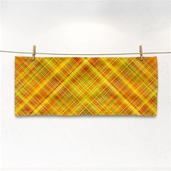 Orange Madras Plaid Hand Towel by SpinnyChairDesigns