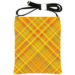 Orange Madras Plaid Shoulder Sling Bag by SpinnyChairDesigns