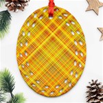 Orange Madras Plaid Oval Filigree Ornament (Two Sides) Front