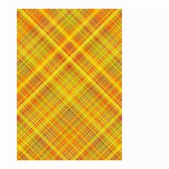 Orange Madras Plaid Small Garden Flag (two Sides) by SpinnyChairDesigns