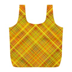 Orange Madras Plaid Full Print Recycle Bag (l) by SpinnyChairDesigns