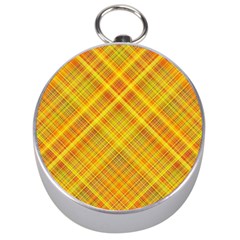 Orange Madras Plaid Silver Compasses by SpinnyChairDesigns