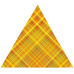 Orange Madras Plaid Wooden Puzzle Triangle by SpinnyChairDesigns