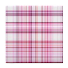 Pink Madras Plaid Tile Coaster by SpinnyChairDesigns