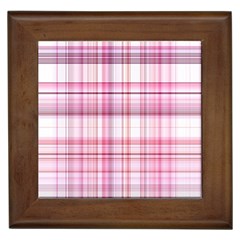 Pink Madras Plaid Framed Tile by SpinnyChairDesigns