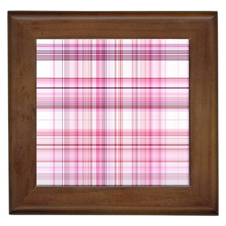 Pink Madras Plaid Framed Tile