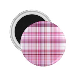 Pink Madras Plaid 2 25  Magnets by SpinnyChairDesigns